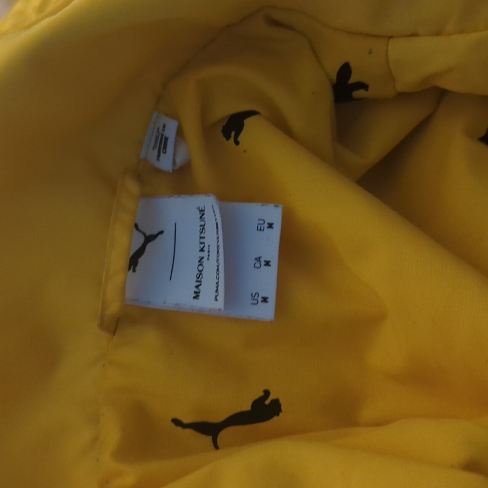 Puma Maison Kitsune yellow hooded men's water resistant jacket, GUC